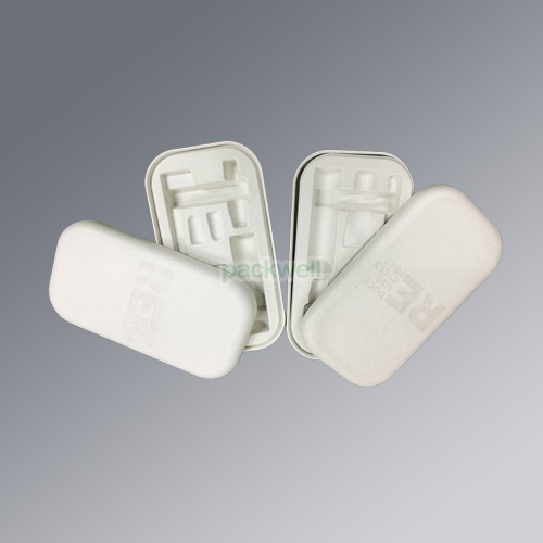 Biodegradable molded packaging paper tray for manicure set